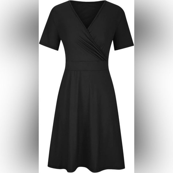 148. NWT Shirt Dress Wrap V-Neck Short Sleeve MIDI Swing 2X Plus Size - Picture 3 of 3